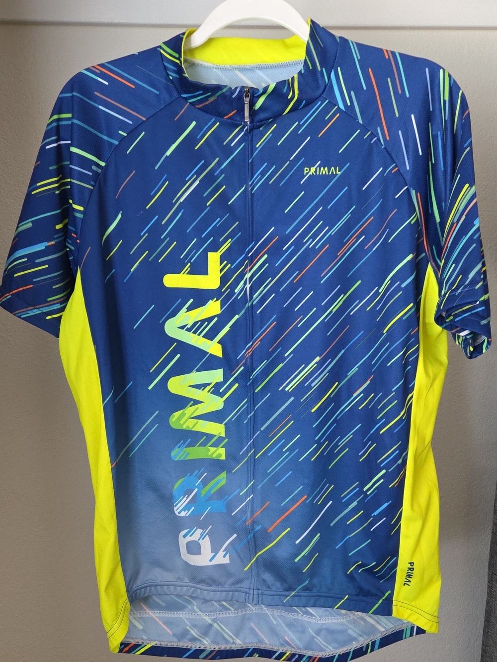 Men's XL Primal Navy & Neon Yellow Short Sleeve Cycling Jersey